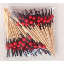 Bamboo Red Color Beaded Skewers for Party